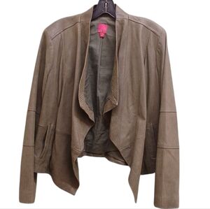 G.I.L.I Dark Green Drape Front Leather Jacket Size 14